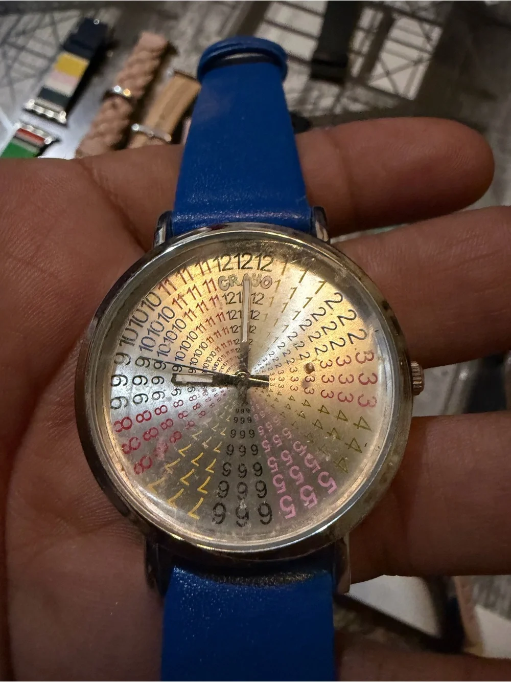 Crayo Blue Strap Watch with Rainbow Dial